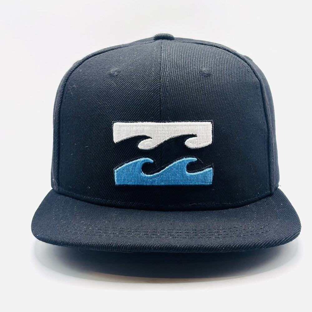 Billabong Men's Trucker Hat Black Blue White Wave Snap Back Skater Streetwear